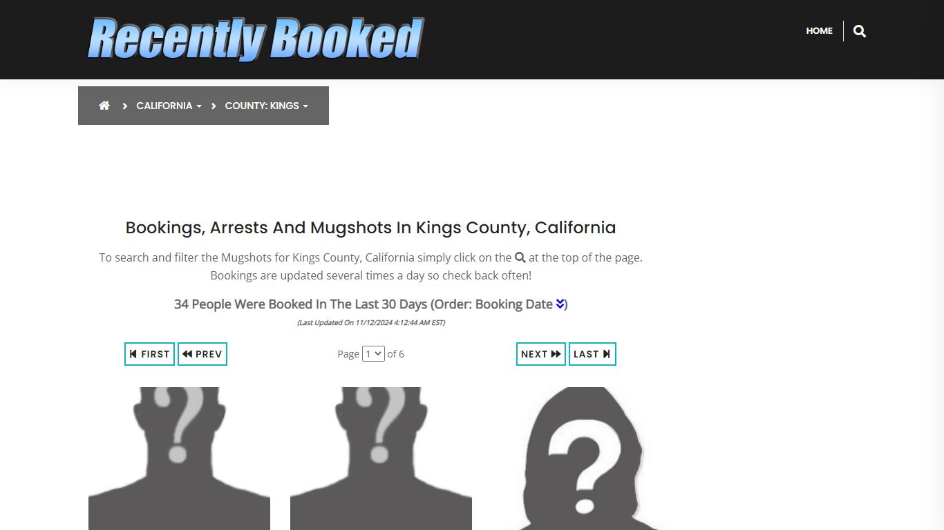 Recent bookings, Arrests, Mugshots in Kings County, California